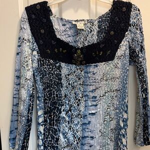 Alberto Makali Blue and Black Textured Tunic